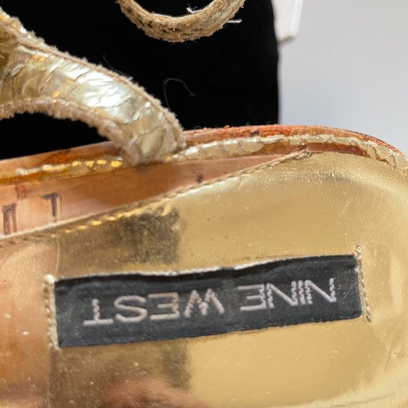 Gold Cork Wedge Sandals - Picture 3 of 3